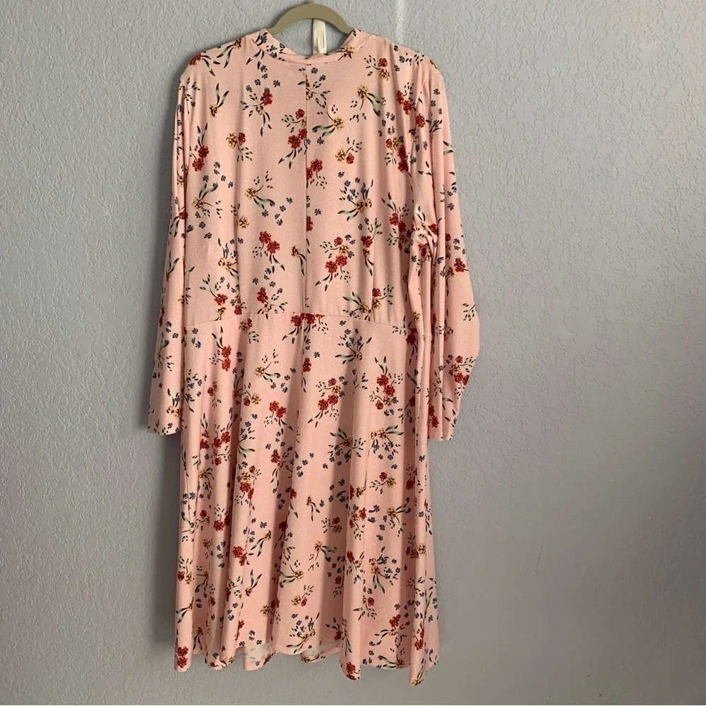 Eloquii Pink Floral Tie Plus Size Dress - Picture 6 of 6